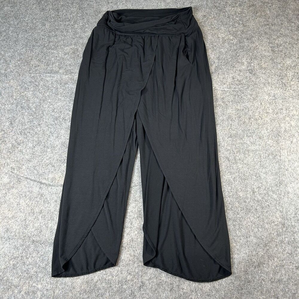 Athleta Black Release Pant Women’s Medium Wide Leg Split Hem Crop Yoga
